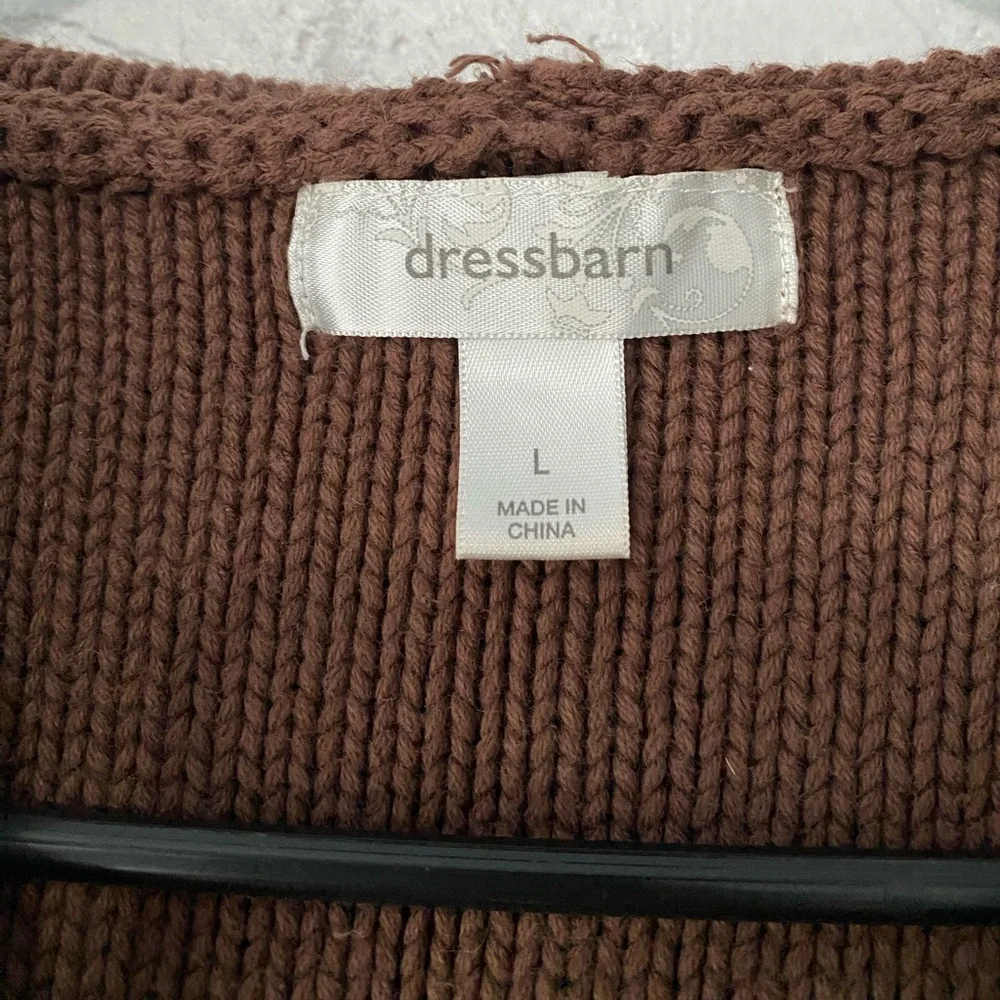 Dressbarn Y2K Brown Cable Knit Hooded Cotton Sweater Vest - Picture 12 of 12